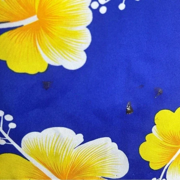 Vintage Hilo Hattie Polyester Hibiscus Hawaiian Butoon Down size Large - Picture 5 of 6